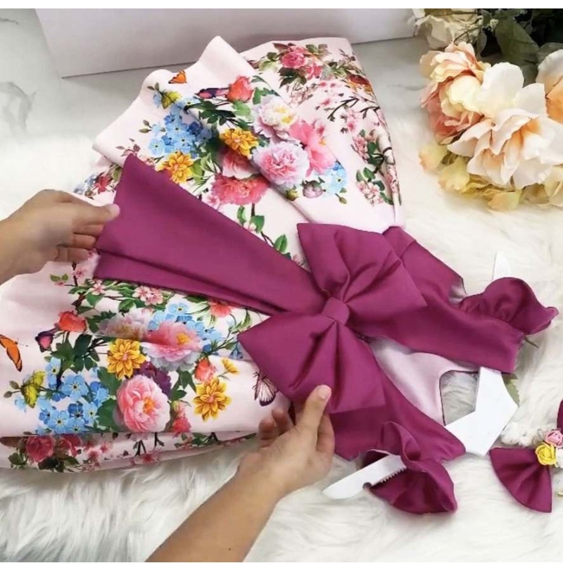 Baige en gros de fleur de fleur robe de fête de mariage anniversaire d'anniversaire pour enfants élégant bébé fille robe sans manches