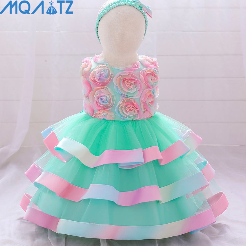 Baige chaude vendant bébé d'été sans manches en tulle fille gâteau gâteau en couches enfants costume fille robes