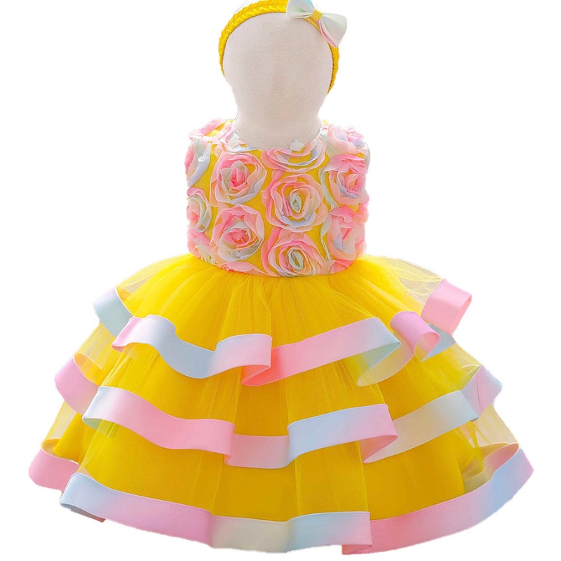 Baige chaude vendant bébé d'été sans manches en tulle fille gâteau gâteau en couches enfants costume fille robes