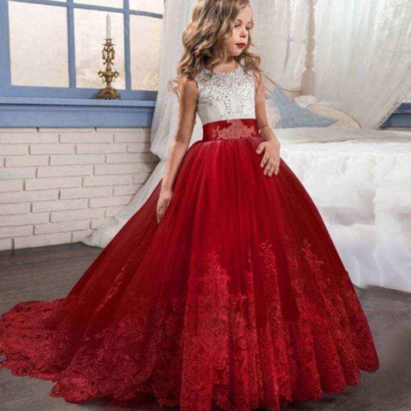 Baigenew Design Premium Flower Girl Robes Modèles Bécho Girls Wedding Party Wear pour les enfants