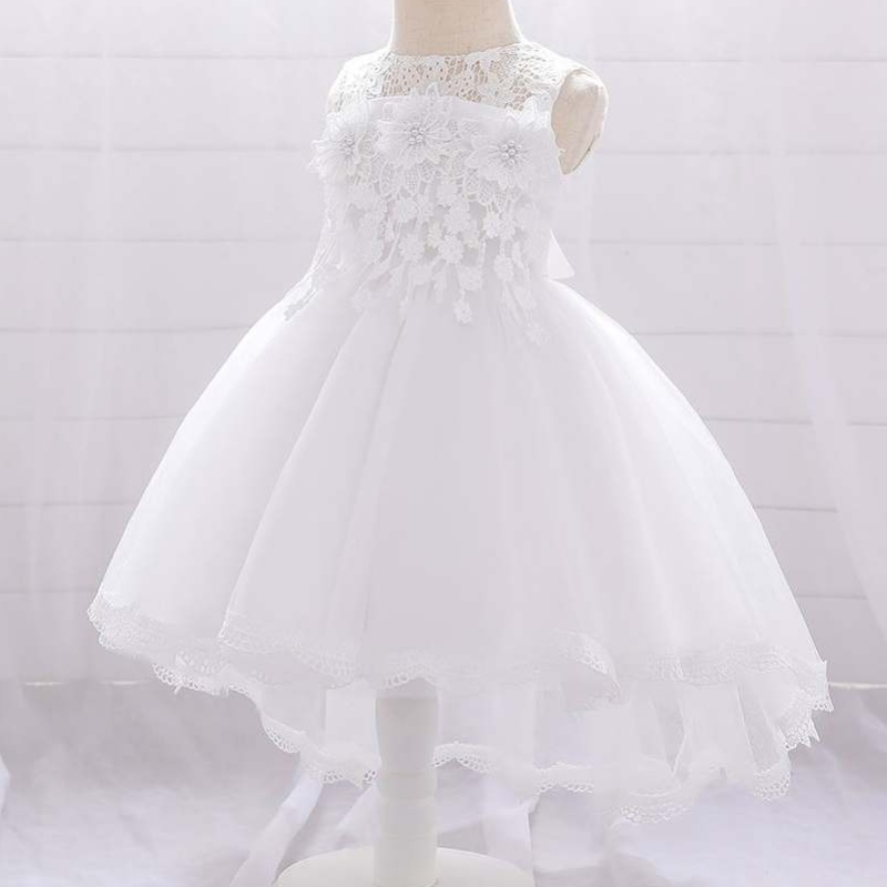 Baige Flower Girls Robe de mariée bébé filles baptènes robes de queue princesse