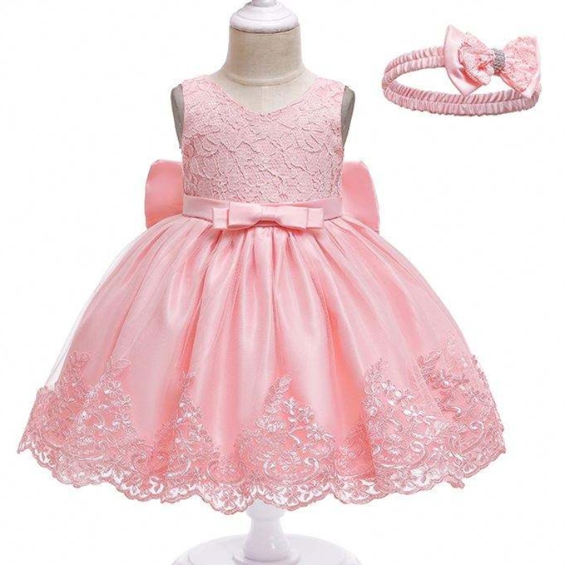 Robe de fête de fleur de fleurnigéria Nigeria Nouvelle-née bébé Robe de fête d'anniversaire avec bandeau