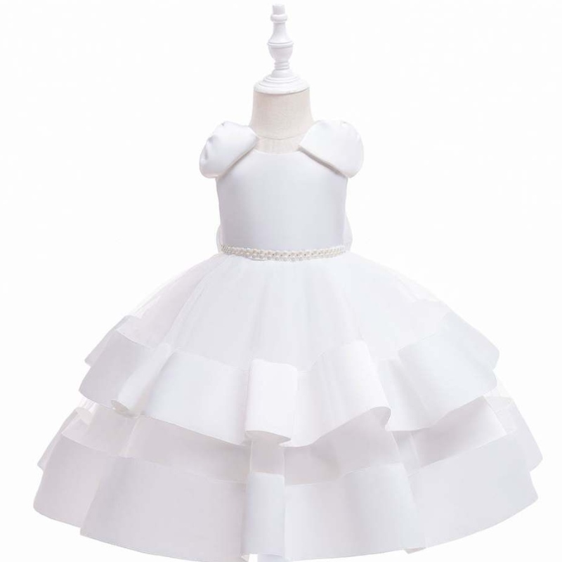 Baige White Flower Girl Robes Mariage Fairy Big Bow Puffy Girl Princess Robe