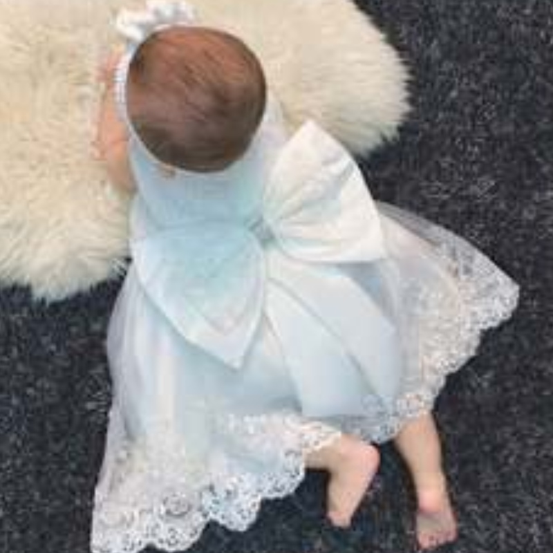 Baige en grosnouveau-né bébé fille robe de fête de baptême floral événement frock filles princesse coiffure gratuite