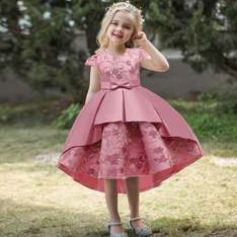 Baige Robe de haute qualité Summer Kids Party Portez une fleur de fête occidentale Western Formal Birthday Robe T5170