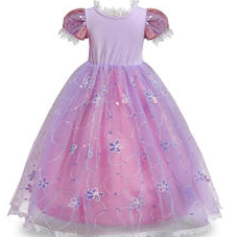 Fille robe en dentelle à paillettes Tangled Carnival Princess Costume Children Halloween Christmas Party Robes Kids Cosplay