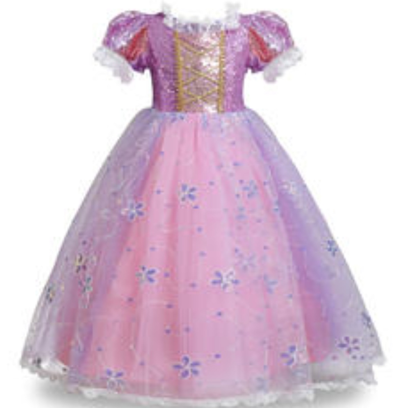 Fille robe en dentelle à paillettes Tangled Carnival Princess Costume Children Halloween Christmas Party Robes Kids Cosplay