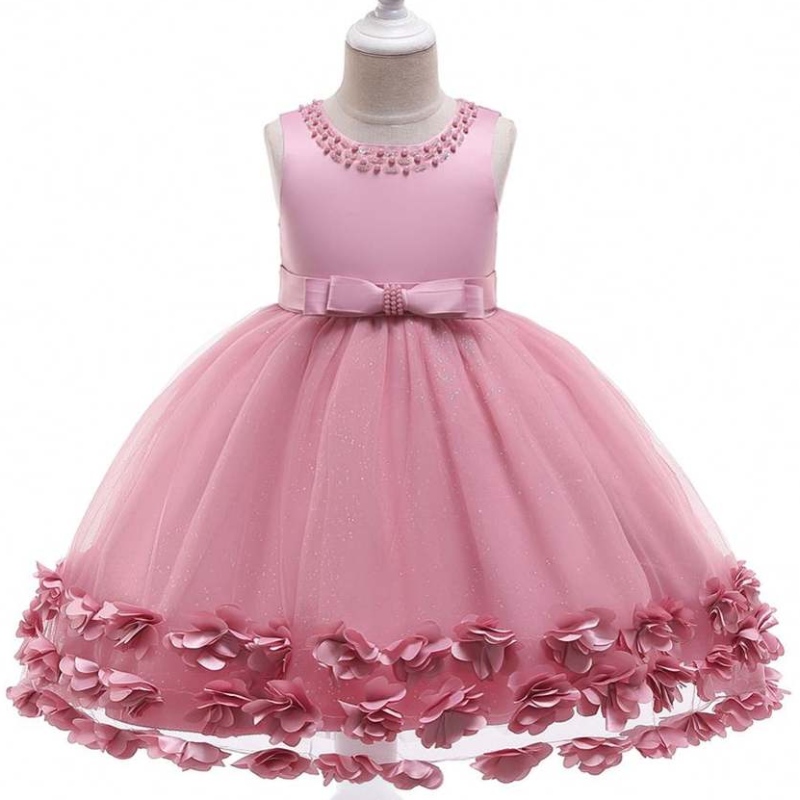 Baige en gros de vêtements pour bébé fleur filles désherbant la robe de balle pour enfants robe l5106