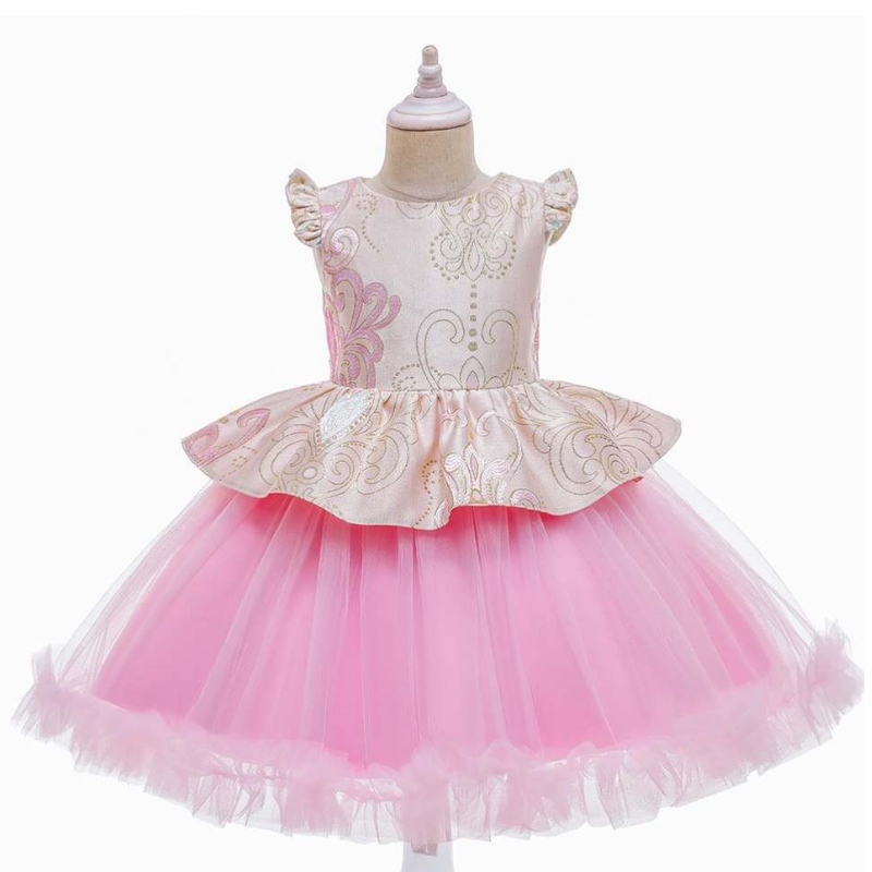 Baige Children Birthday Portez rose manches courtes bébé fille princesse enfants robe espagnole l5232