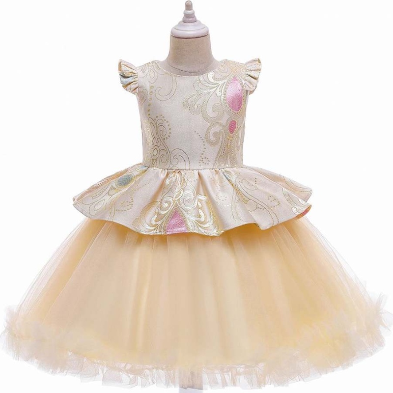 Baige Children Birthday Portez rose manches courtes bébé fille princesse enfants robe espagnole l5232