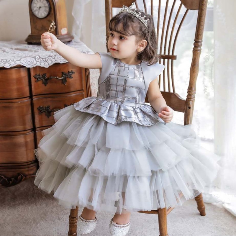 Nouveau style sans manches bébé fille sequin princesse baptême robe pour enfants fête d'anniversaire mode mignon robes de soirée 0-6 ans