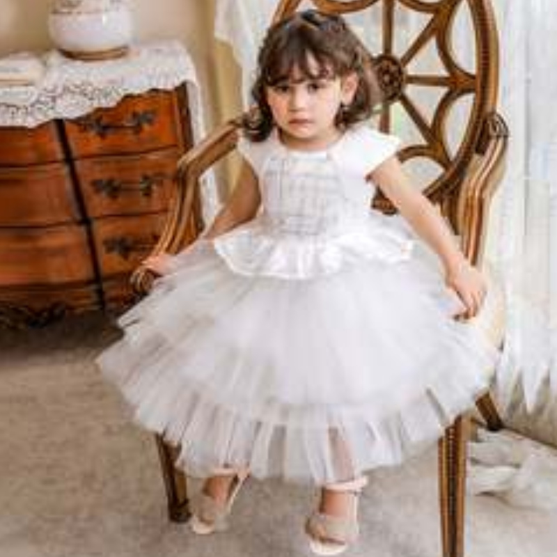 Nouveau style sans manches bébé fille sequin princesse baptême robe pour enfants fête d'anniversaire mode mignon robes de soirée 0-6 ans