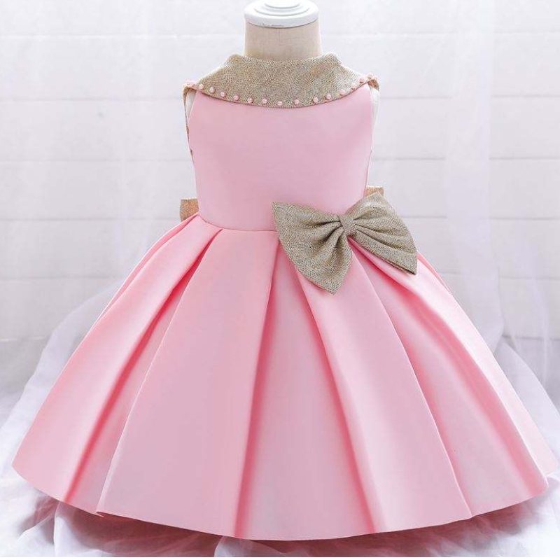 Baige Sans manches Enfants Party d'anniversaire Wear Princess Robe 0-6Y Backless Baby Mini Girl Robes L1986XZ