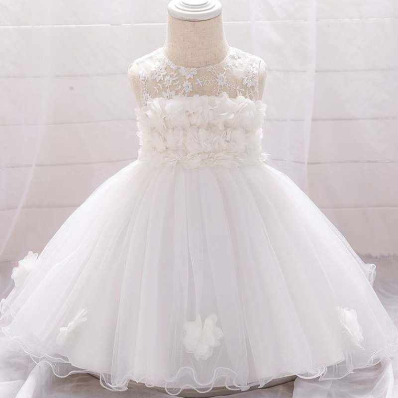 Baige New Robes Designs Girls \\ 'Vêtements NOUVEAUX FLOWN KIDS PARTY PEUR BAPTISM Robe L1920XZ