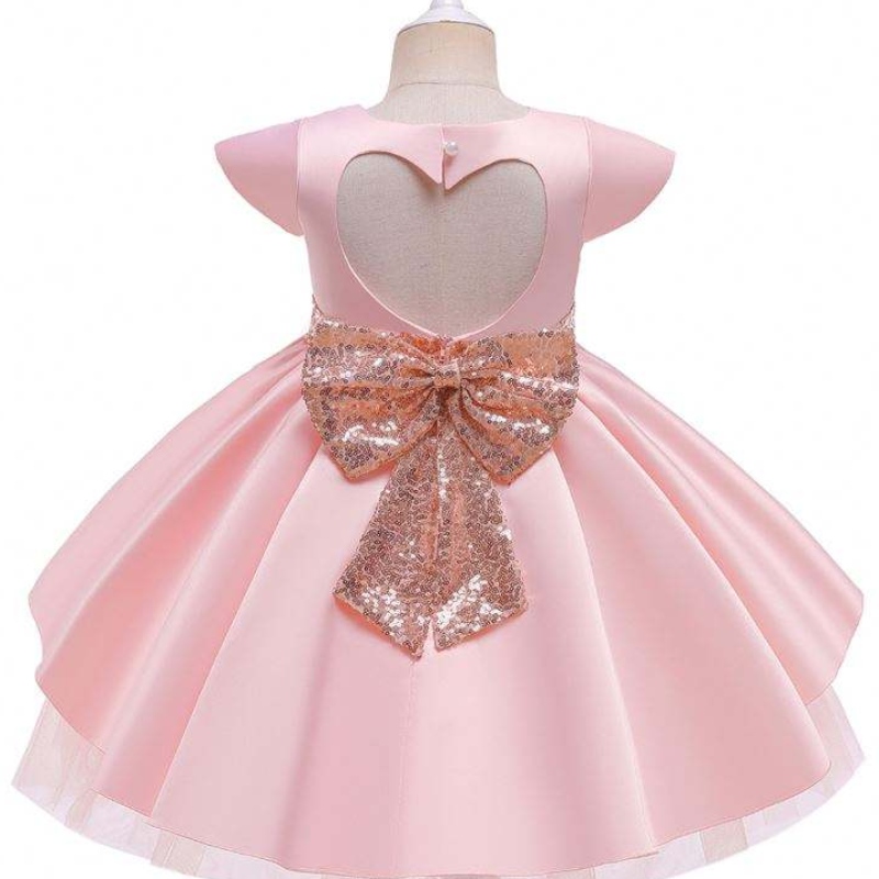 Baige New Little Girls Robes de mariée Kids Princess Robe avec Bow Child Birthday Party Robe 3-10 ans
