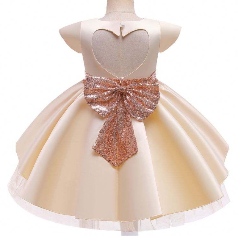Baige New Little Girls Robes de mariée Kids Princess Robe avec Bow Child Birthday Party Robe 3-10 ans