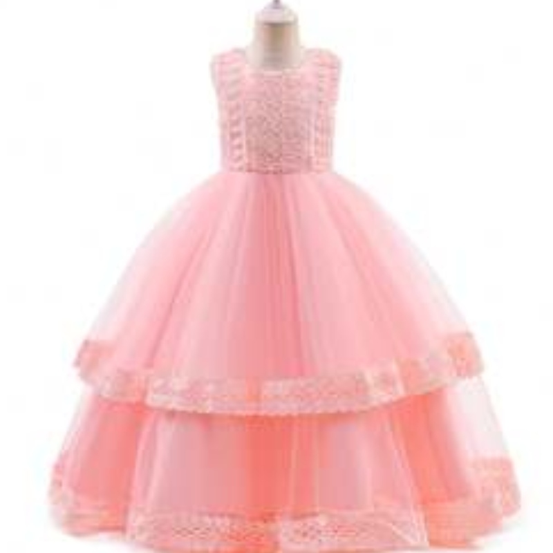 Baige Long Elegant Kids Robe de mariée adolescente enfant Robes de soirée Party Portez 3-15 ans