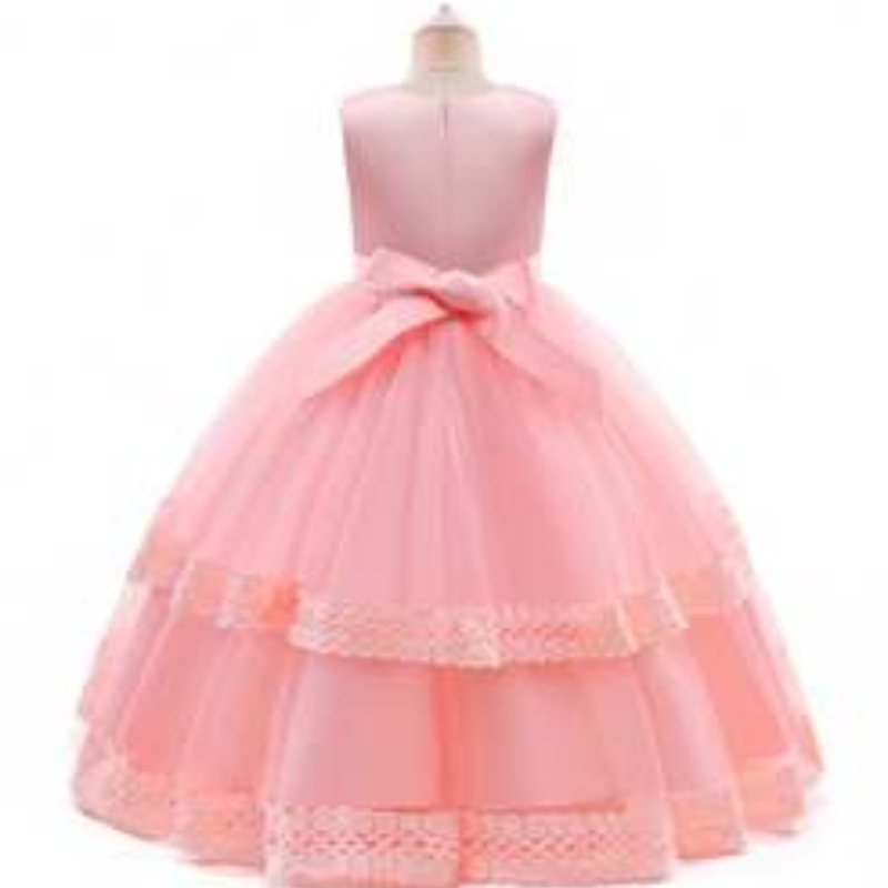 Baige Long Elegant Kids Robe de mariée adolescente enfant Robes de soirée Party Portez 3-15 ans