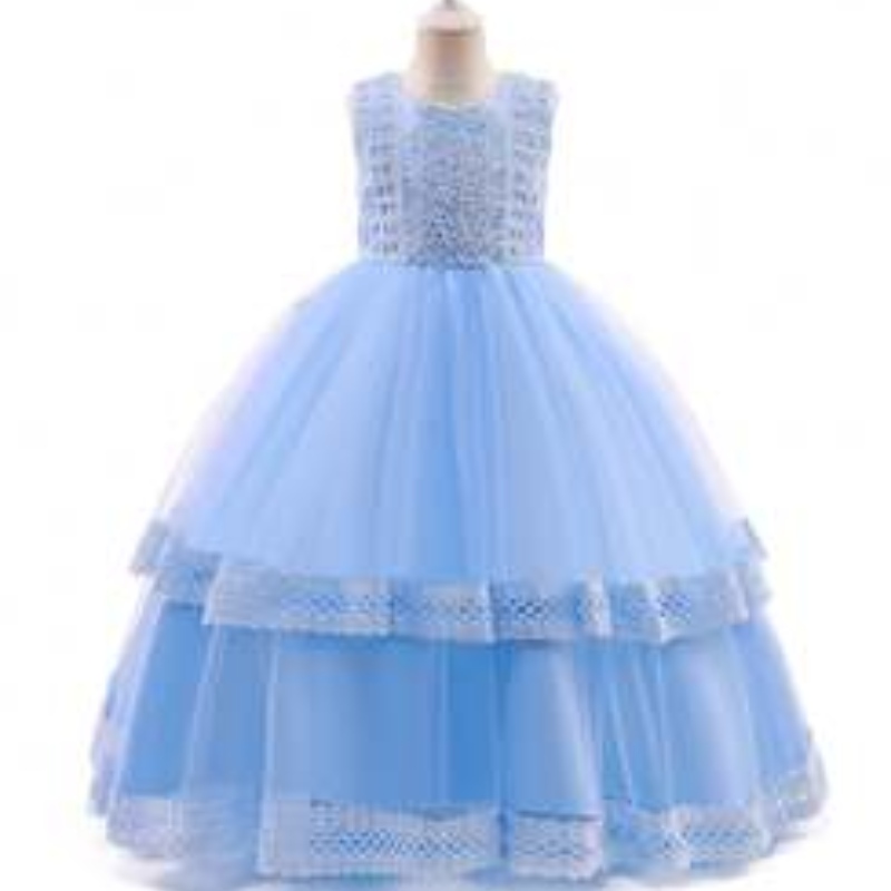 Baige Long Elegant Kids Robe de mariée adolescente enfant Robes de soirée Party Portez 3-15 ans