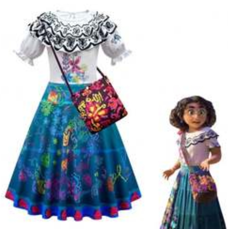 Baige Encanto Mirabel Madrigal Cosplay Costume Carnival Halloween Purple Princess Robe