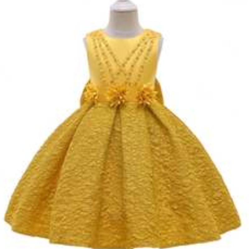 Baige New Satin Flower Girl Princess Dress Kids Baby Party Wedding Bridesmaid Ball Ball L5252
