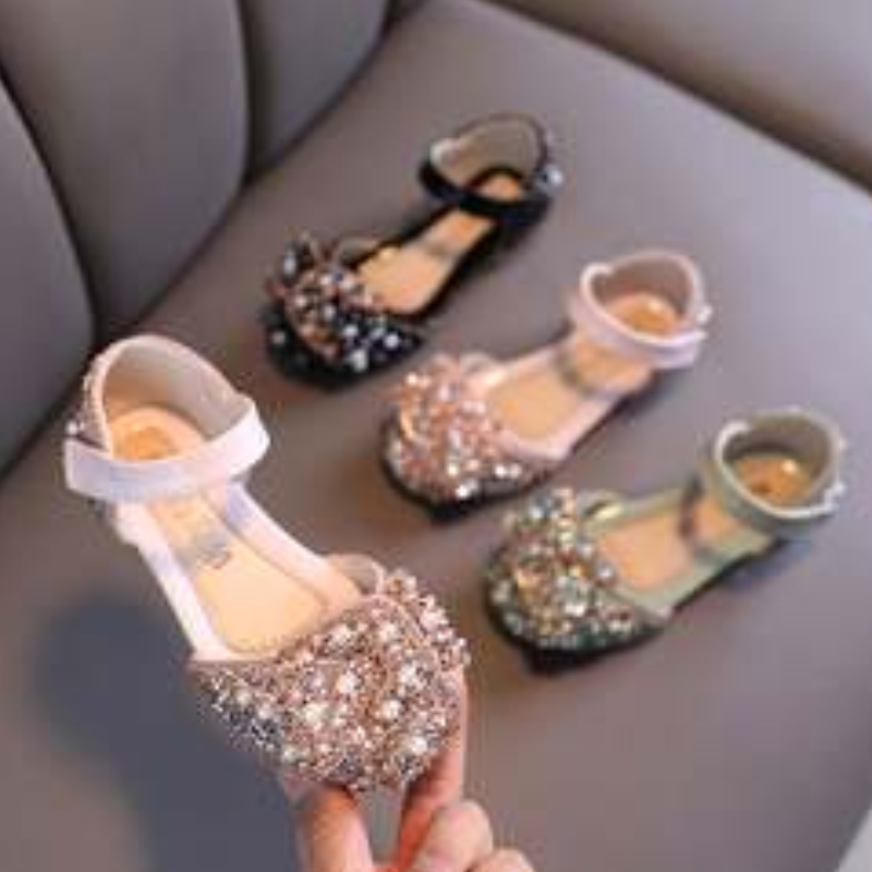 2021 New Fashion Diamond Enfants \\ S Sandals Chaussures paillettes bébé fille décontractée Pu Kids Chaussures