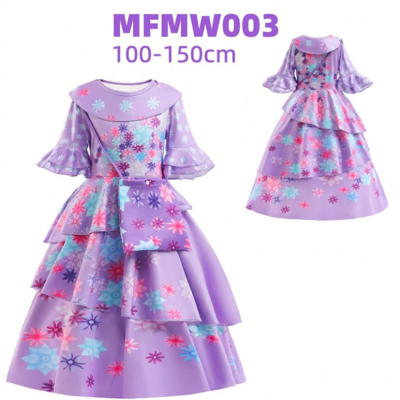 Baige Encanto Mirabel Isabella Purple Girl Robe Long Manches NOUVEAU CARNIVAL KIDS COSPlay Costume