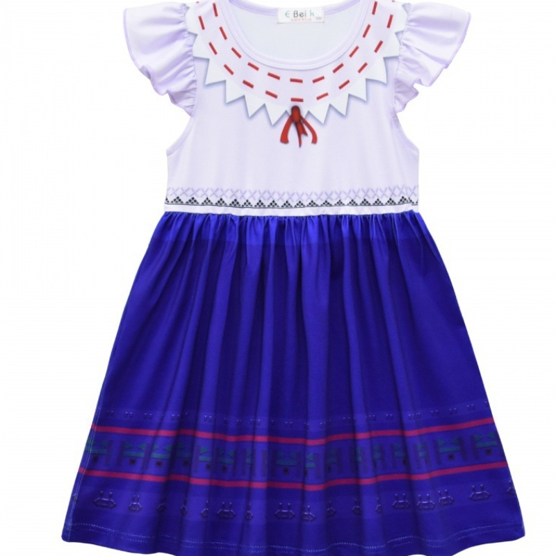 Carnaval Encanto Flutter Sleeves Robes TV film Cosplay Mirabel Princess Girls Birthday Party Cos Robe Silk Milk Vêtements