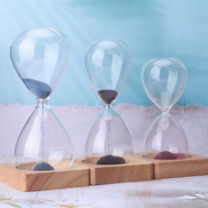 Amazon Hot Deals Glass Blown-Blown Creative Souvenir Cadeaux 15/30MINUTE MAGNETINE SAND TIMER SHOGLASS avec base en bois