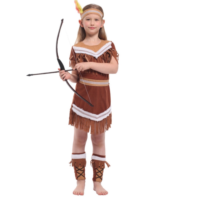 Halloween Indian Princess Costumes Kids Girls Pocahontas Huntress Costume Pourim Party Mardi Gras Fancy Dishy