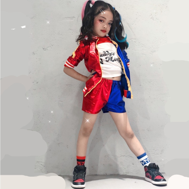 Les enfants du carnaval des enfants HAR LI Kids Girls Cosplay Cosplay Costumes Quinn Monster Jacket Pantal