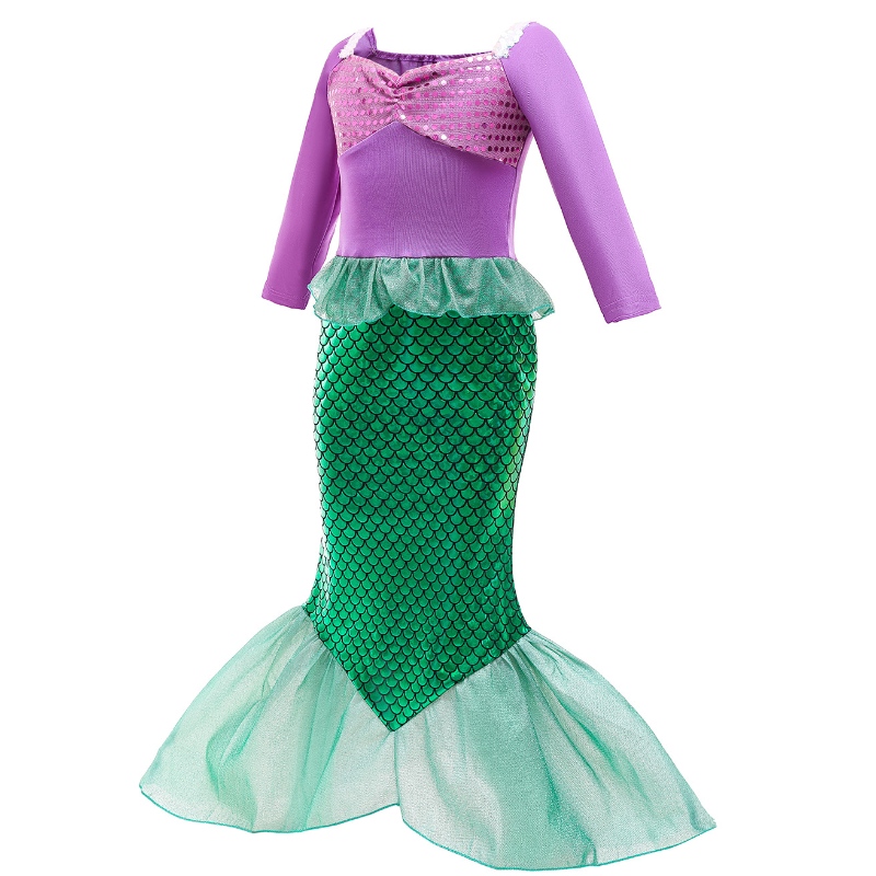 Filles petite sirène ariel princesse robe cosplay costumes enfants bébé ariel costume de fantaisie enfant halloween de fête d'anniversaire