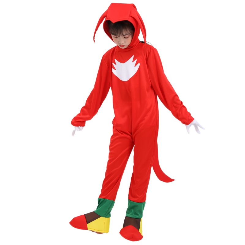 Red Sonic Cosplay Costume for Children Halloween Party Sonic Rat Suit