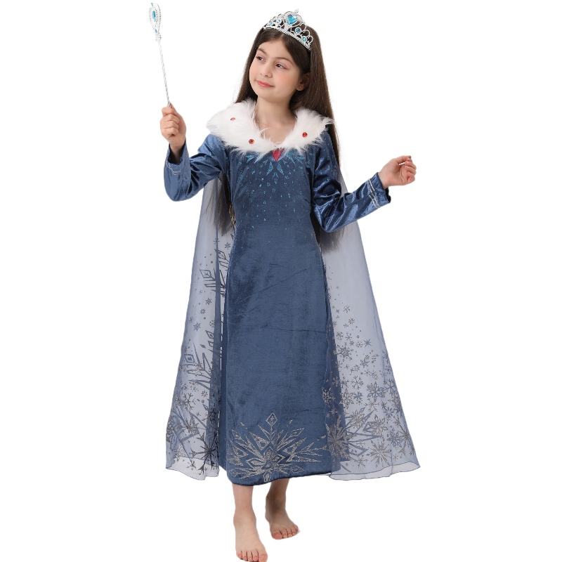 Costumes d'Halloween pour enfants Robe Carnaval Robe Queen Cape Elsa Robe