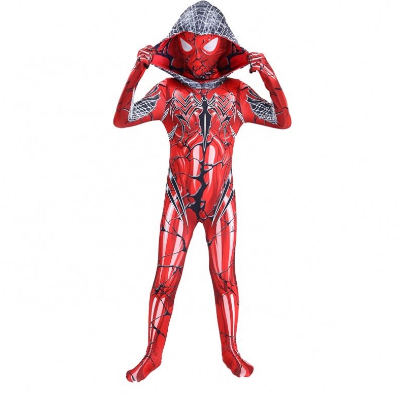 2022 Nouvelle couleur rouge Fullbody Suit Halloween Party TV&Movie Cosplay Anime Jumps Spiderman Costume avec masque facial