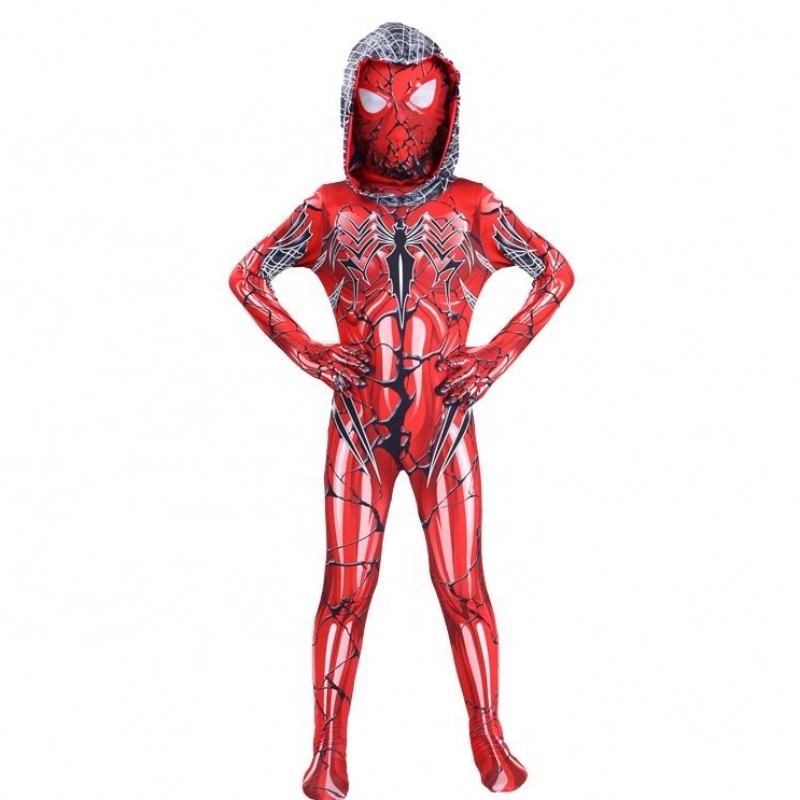 2022 Nouvelle couleur rouge Fullbody Suit Halloween Party TV&Movie Cosplay Anime Jumps Spiderman Costume avec masque facial