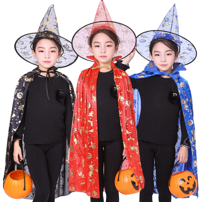 Halloween Costumes Wizard Cloak Cape Robe Pointy Chapeau pointu pour les enfants Halloween Prises Femme Cosplay Fête d'anniversaire