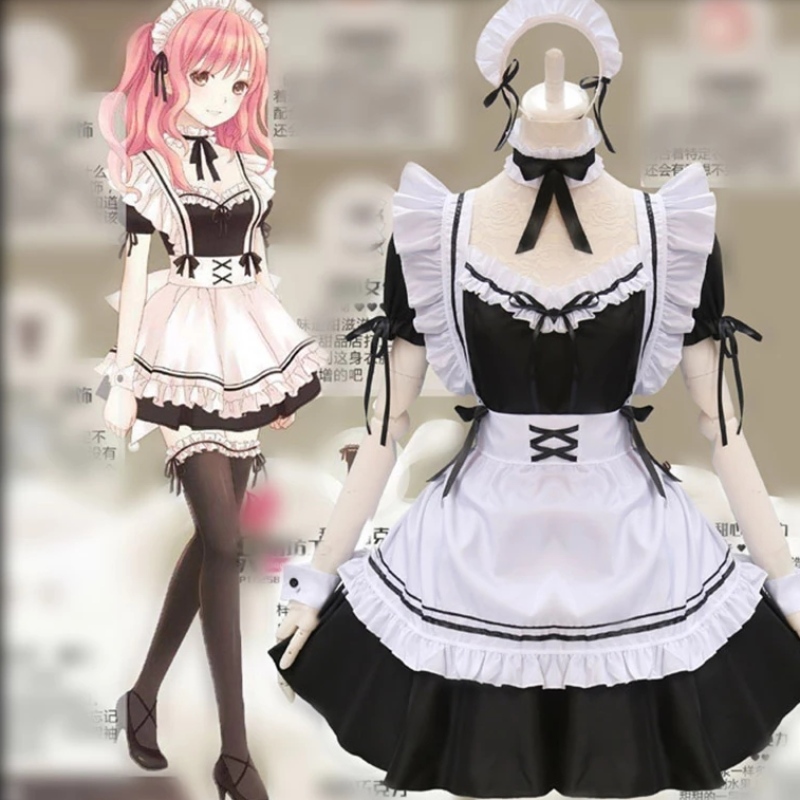 French Maid Tabs Lolita Fancy Dishy Cosplay Costume Maid Robes Halloween Maid Tenfit (S-5XL)
