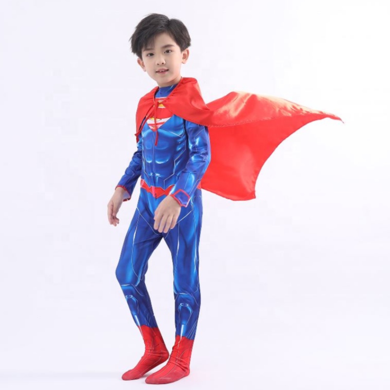 Chinese Parent-enfants parallèle TV&Movie Super Hero Cosplay Costume Halloween Vêtements Costume de Super Man with Cape