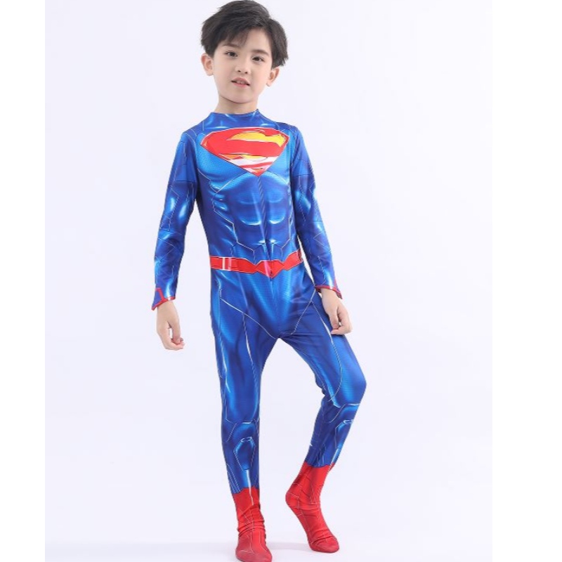 Chinese Parent-enfants parallèle TV&Movie Super Hero Cosplay Costume Halloween Vêtements Costume de Super Man with Cape