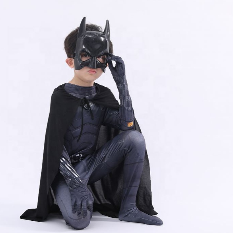 Nouveau style Bodynoir Halloween Kids Superhero Costumes Cosplay Movie Costume Pattinson The Bat Man with Cape&Mask