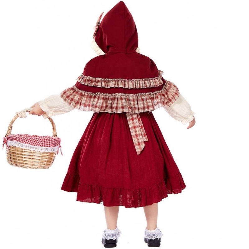 STAGE Hot Children Show Lolita Soft Girl Style Lace Robe With Cloak Little Red Riding Hood Costumes