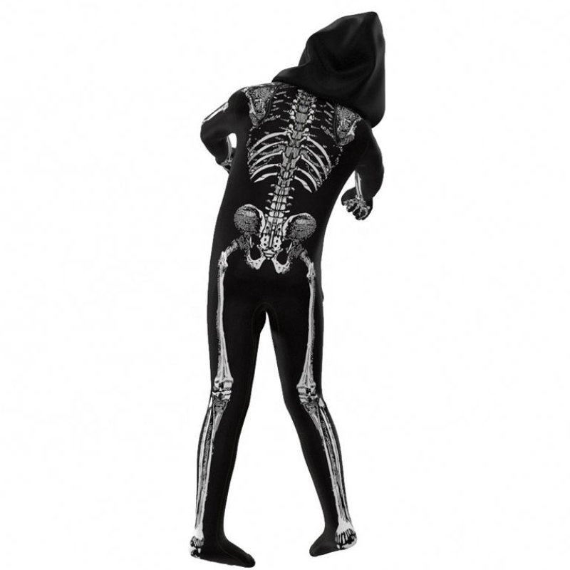 En gros vif effrayant d'Halloween Cosplay accessoires de squelette humain squelette à capuche à capuche à capuche Costumes pour les enfants