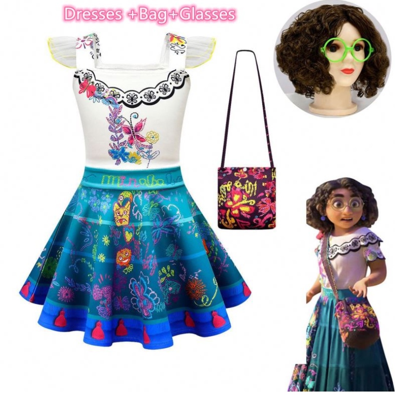 Filles encanto mirabel cosplay costume enfants carnaval anniversaire princesse robe enfants