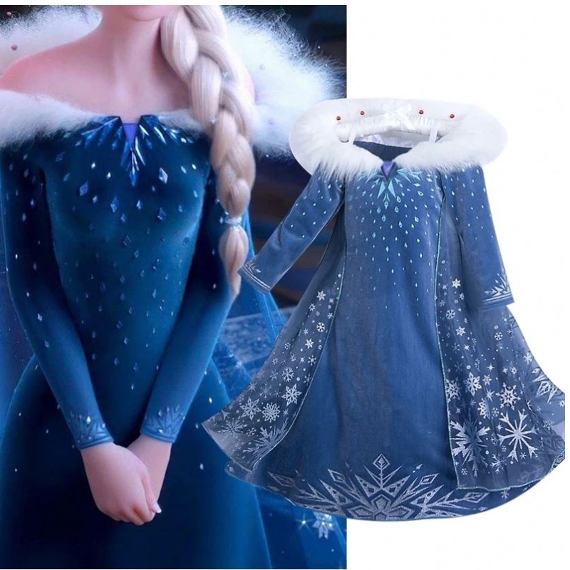 Baige Cosplay Party Dress Up Princess Elsa Anna Fashion Dress Costume Halloween Fairy Princess Kids Fancy Downy Costume
