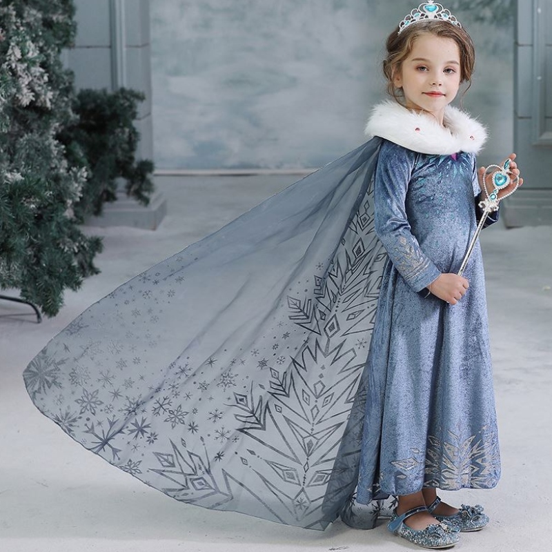 Baige Cosplay Party Dress Up Princess Elsa Anna Fashion Dress Costume Halloween Fairy Princess Kids Fancy Downy Costume