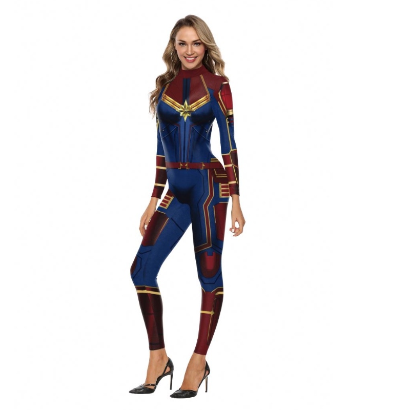 2022 Amazon Nouveau design TV&movie cosplay costume Impressionnumérique Transfert de chaleur Capitaine Marvel Costume de personnage de personnage BodySuit