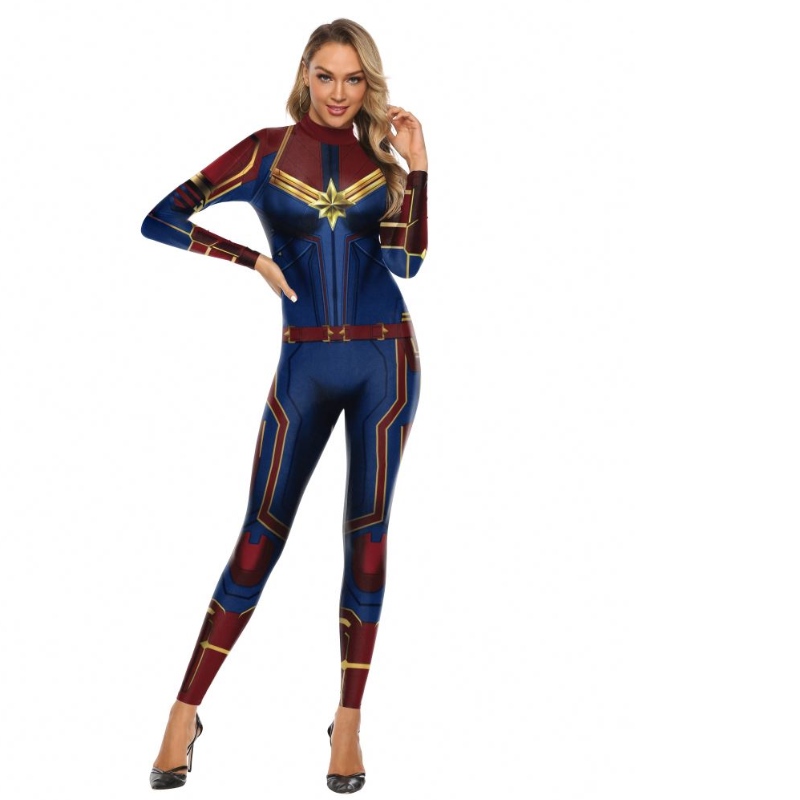 2022 Amazon Nouveau design TV&movie cosplay costume Impressionnumérique Transfert de chaleur Capitaine Marvel Costume de personnage de personnage BodySuit