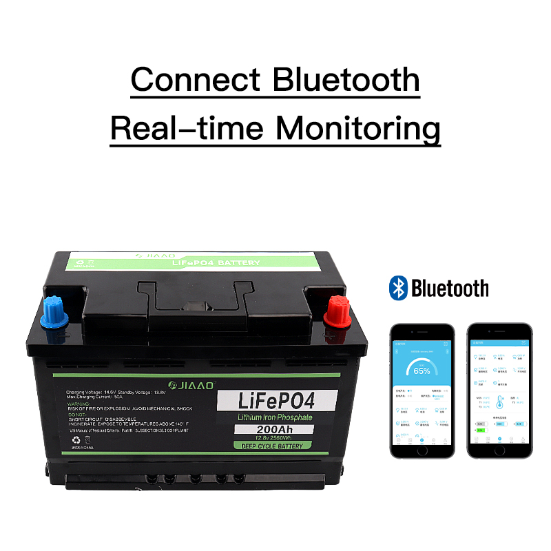 Batterie Li - ion phosphate ferrique Jiao ao'Ao LiFePO 4 12V 100 / 200ah RV marine Deep cycle BMS Bluetooth Lithium Battery