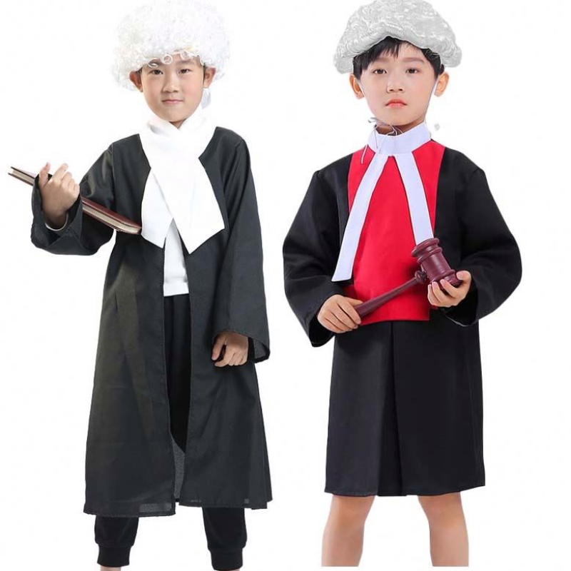 Halloween Kids Performance Cosplay Coats Kindergarten Occupation Juge Judge Spare Party Dress Children Avocat Costume HCBC-007